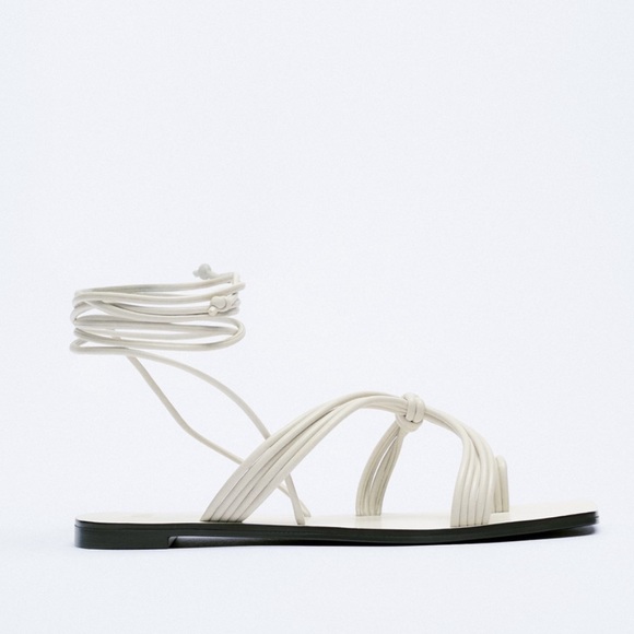 NWT Zara TUBE STRAP LOW HEELED SANDALS, size 8 - Picture 3 of 9